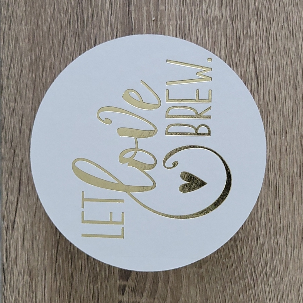 Let love brew cardboard coasters